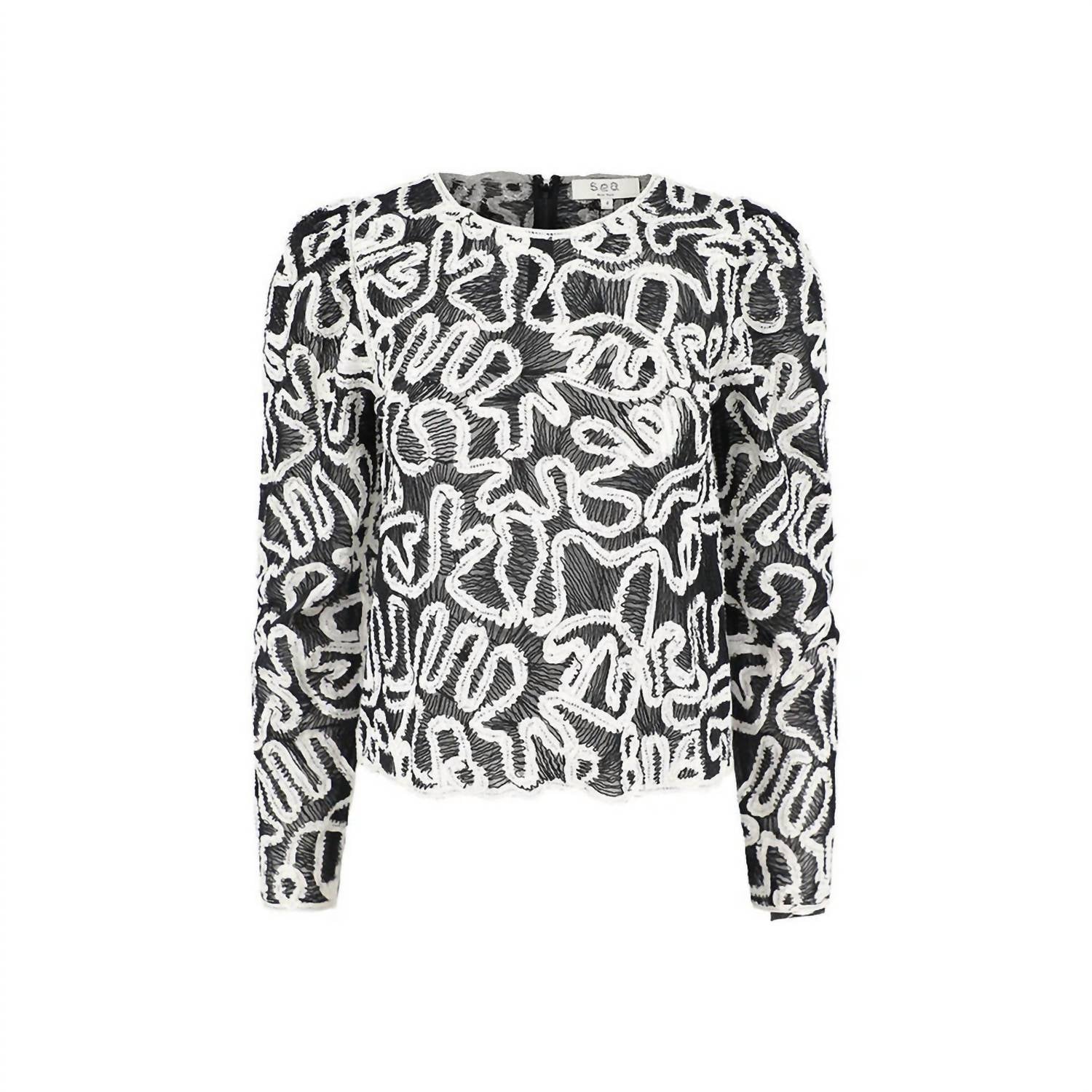Sea - Alice Women's Top Embroidery Battenberg Long Sleeve Top