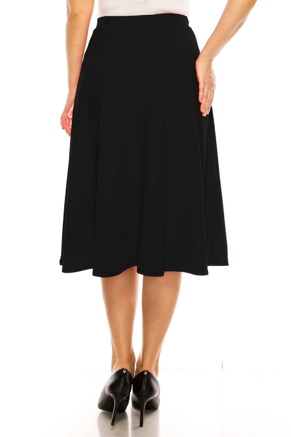 Moa Collection - Women's Casual Flared Midi Skirt - Plus