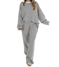 Things Between Made For More Striped Oversized Top in charcoal - women's sweater - alternate view