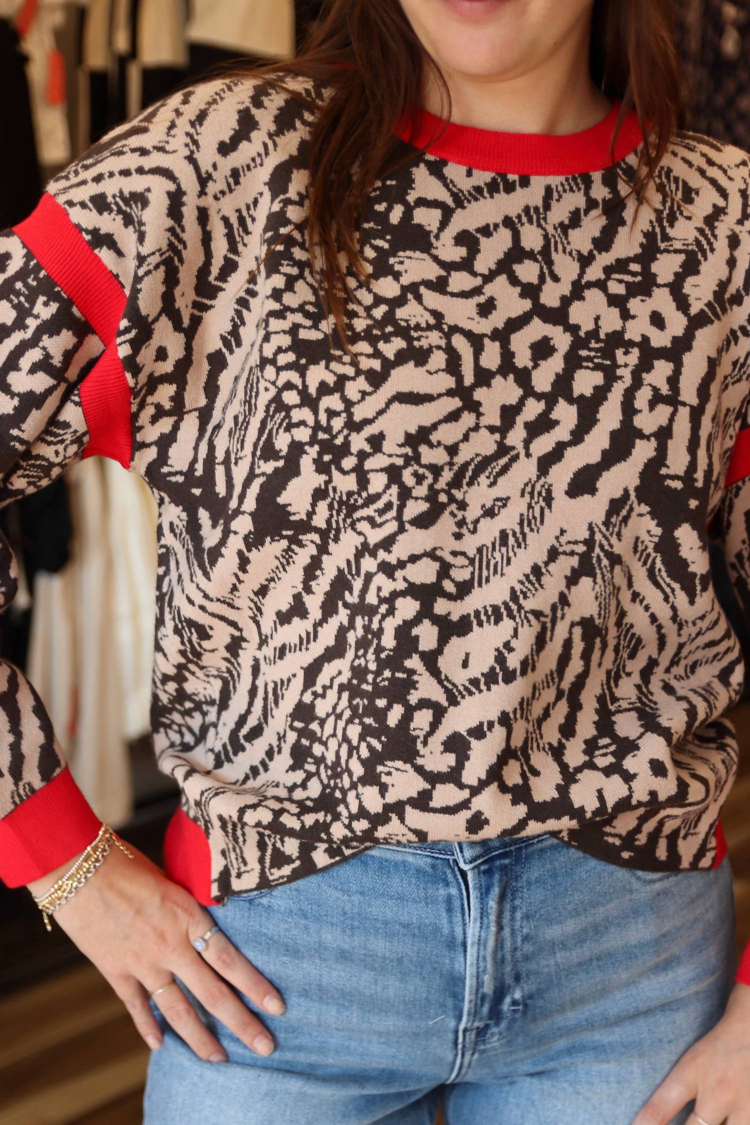 Fate - CONTRAST RIBBING DETAIL OPEN BACK SWEATER