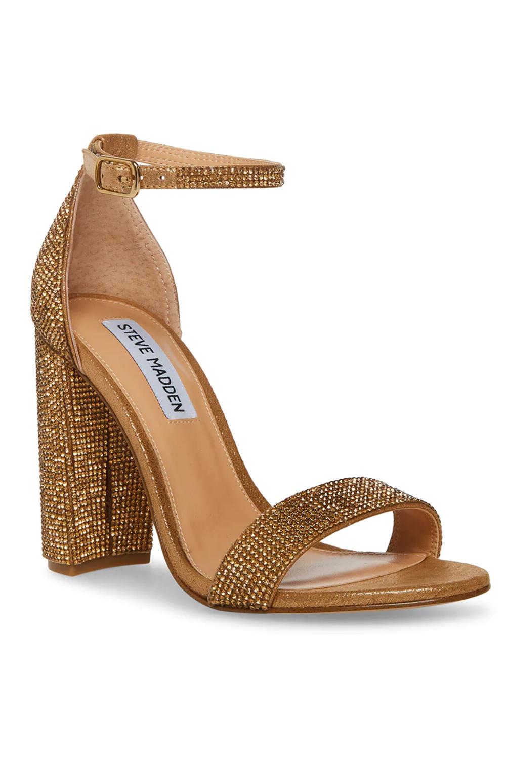 STEVE MADDEN Women's Carrson Crystal Ankle Strap Heels in bronze - women's heels - alternate view