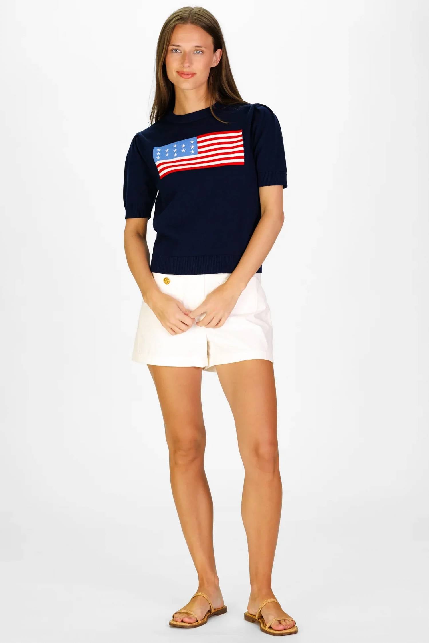 Duffield Lane - Puff Sleeve Flag Sweater
