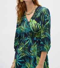 Joseph Ribkoff - Tropical Print V-neck Midi Dress