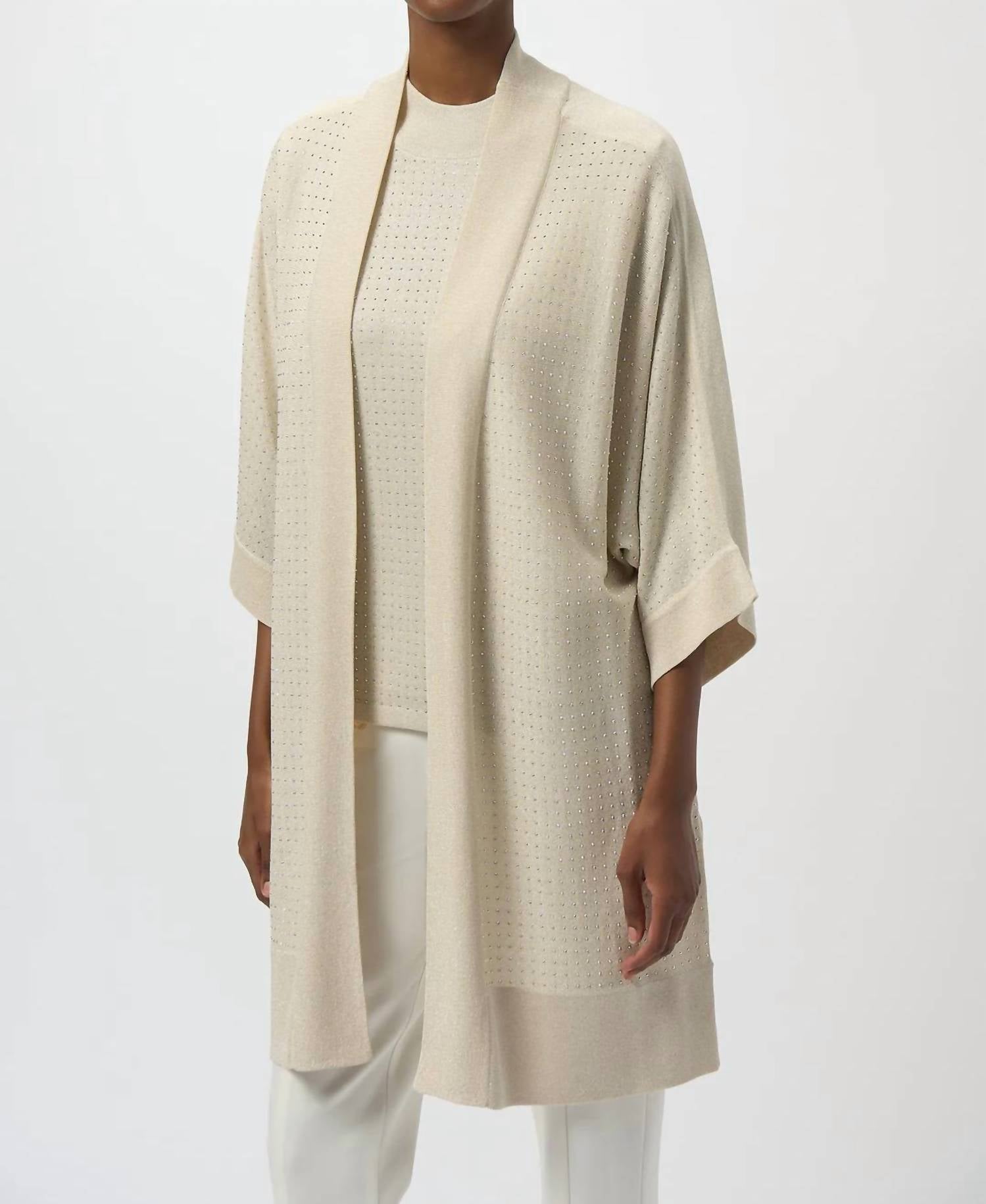 Joseph Ribkoff - Embellished Bouclé Open Front Cardigan