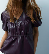 Melissa Nepton - Hunter Vegan Leather Peplum Blouse