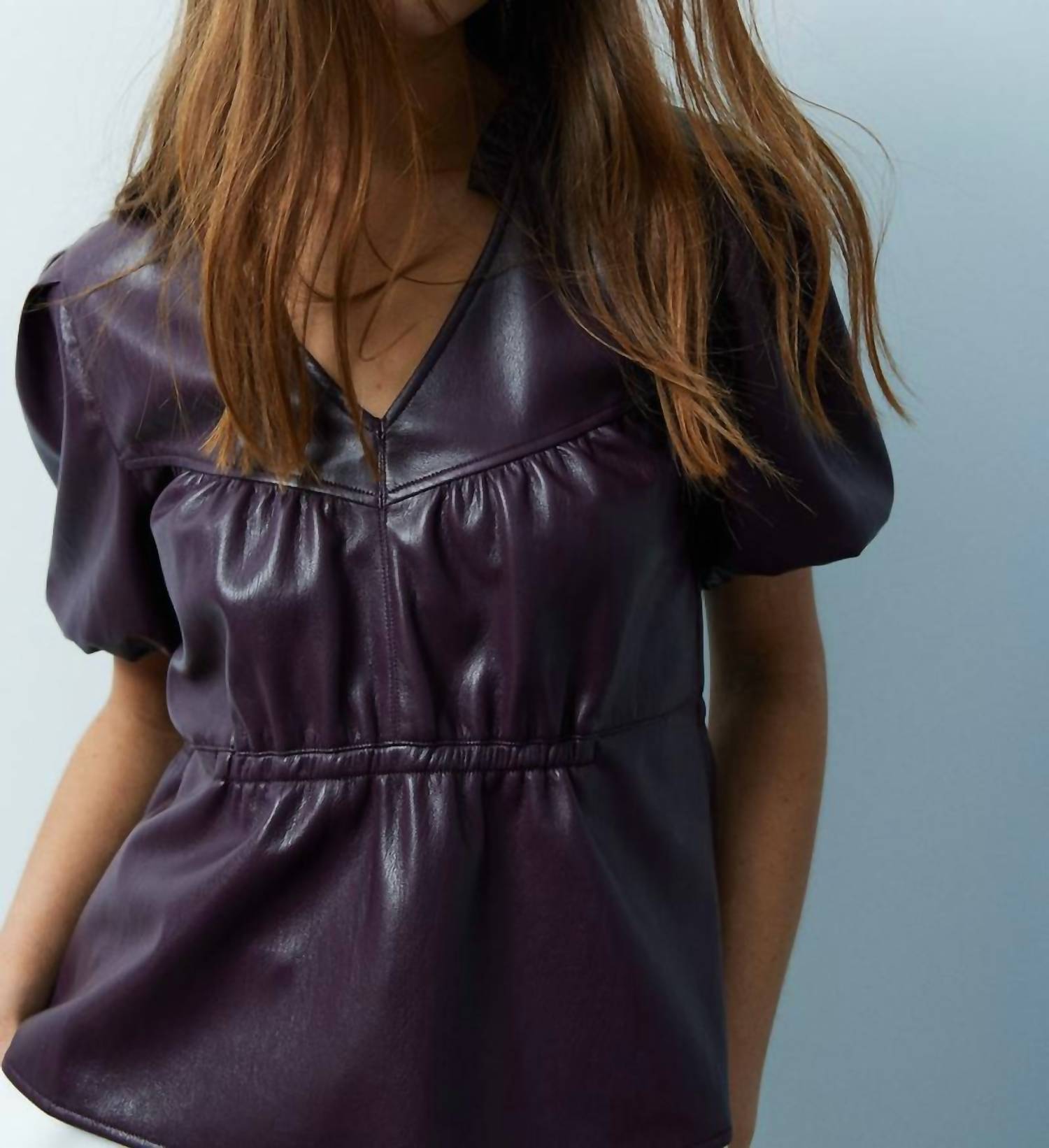 Melissa Nepton - Hunter Vegan Leather Peplum Blouse
