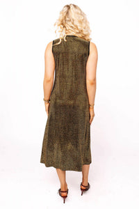 QUEEN OF SPARKLES Full Rhinestone Midi Dress in black gold - women's dress - alternate view