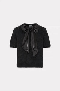 Milly - Bow Fuzzy Short Sleeve Sweater