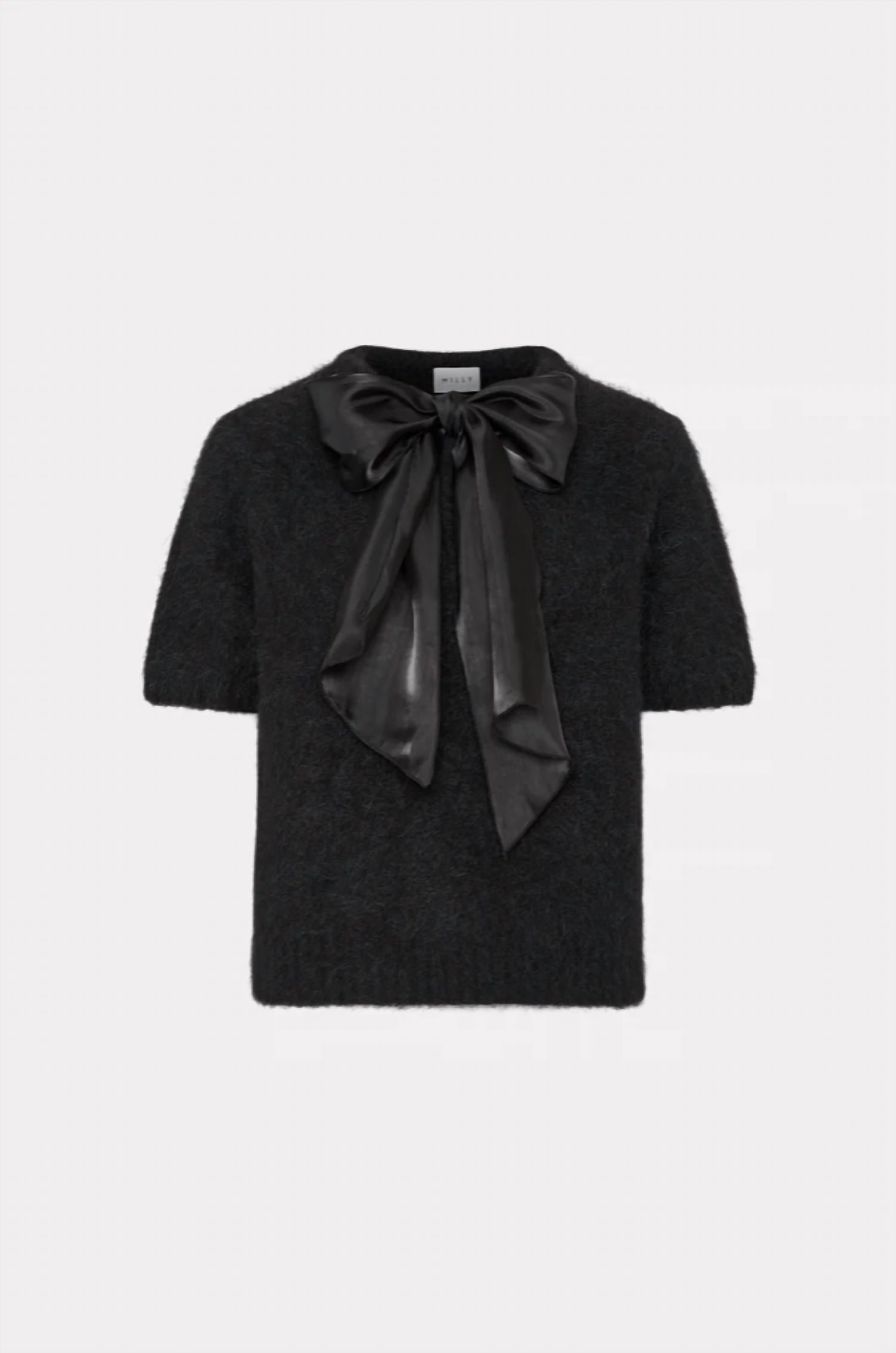 Milly - Bow Fuzzy Short Sleeve Sweater