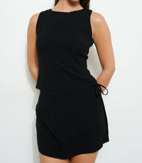 Pretty Garbage - Linen Halter Open Back Tank Top