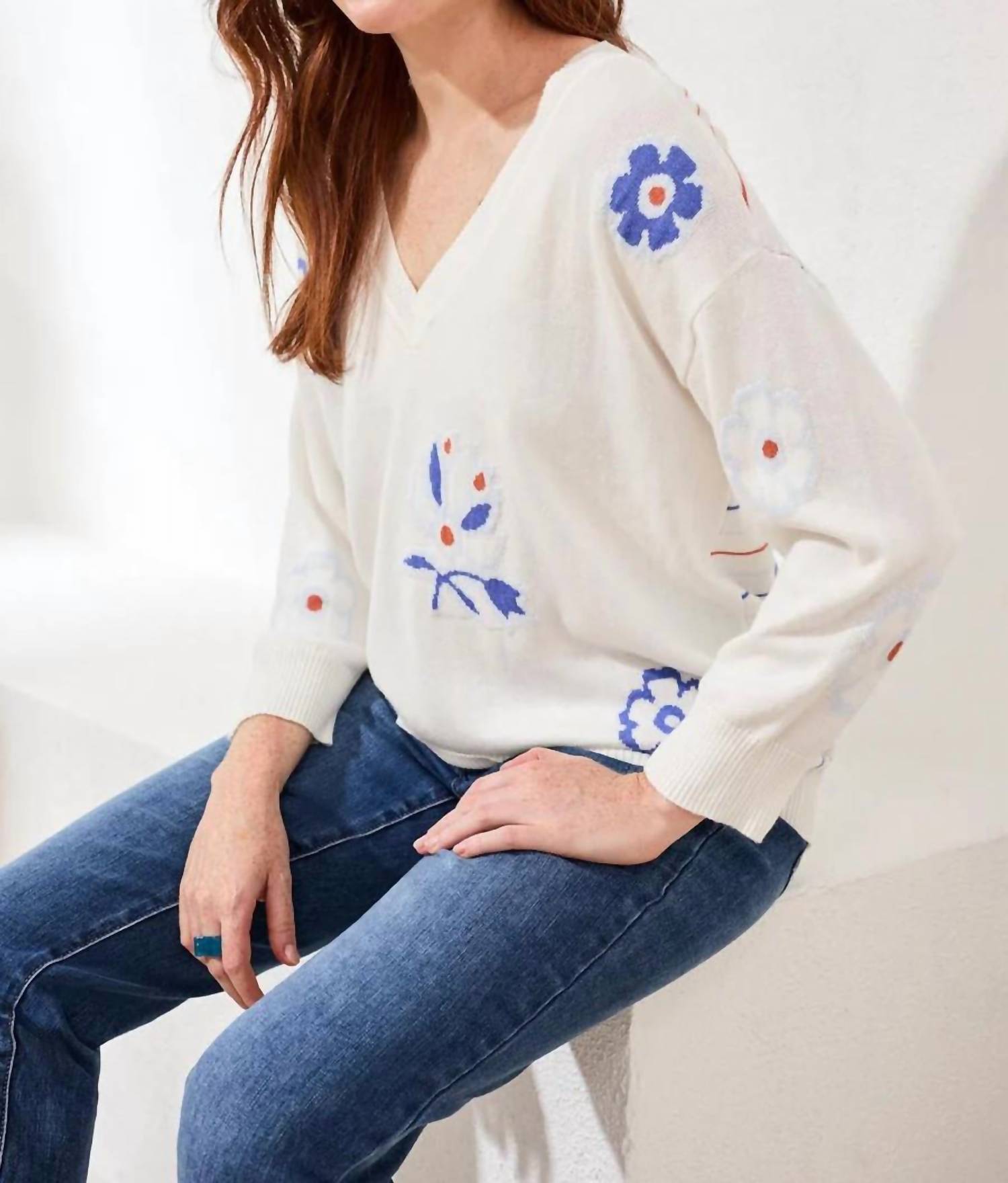 Tribal - Intarsia V-neck Sweater