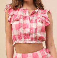 Jacquie The Label - Giada Flutter Sleeve Crop Top