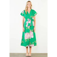 Thml - Floral V-neck Belt Midi Dress