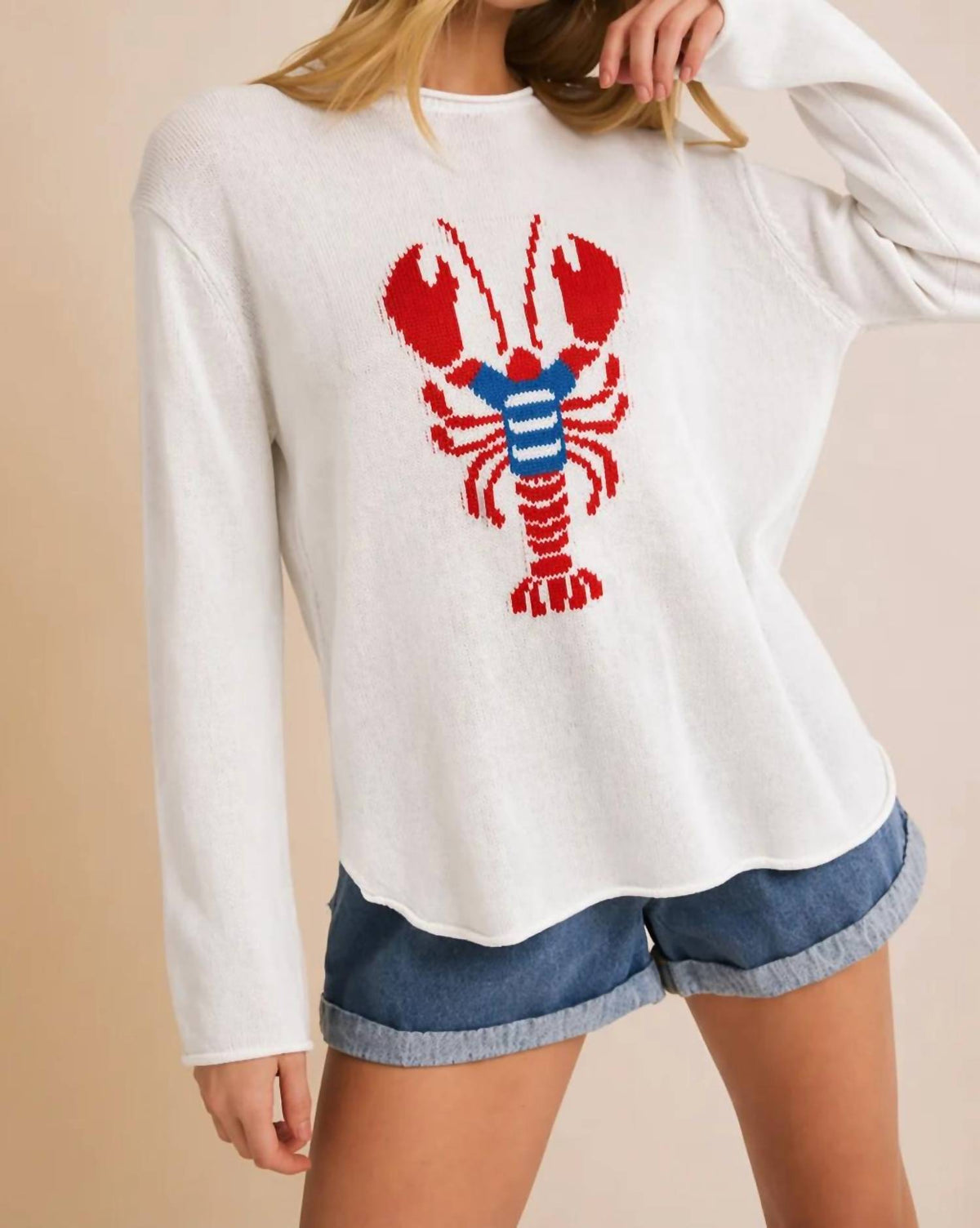 Pink Pineapple - Lobster In Stripe Tee Boxy Cotton Sweater