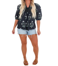 She + Sky - Women's Garden Whimsy Print Top