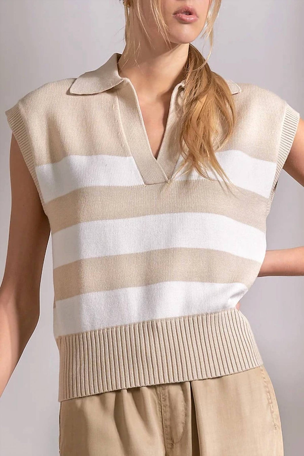 Elan - Collard Knit Top