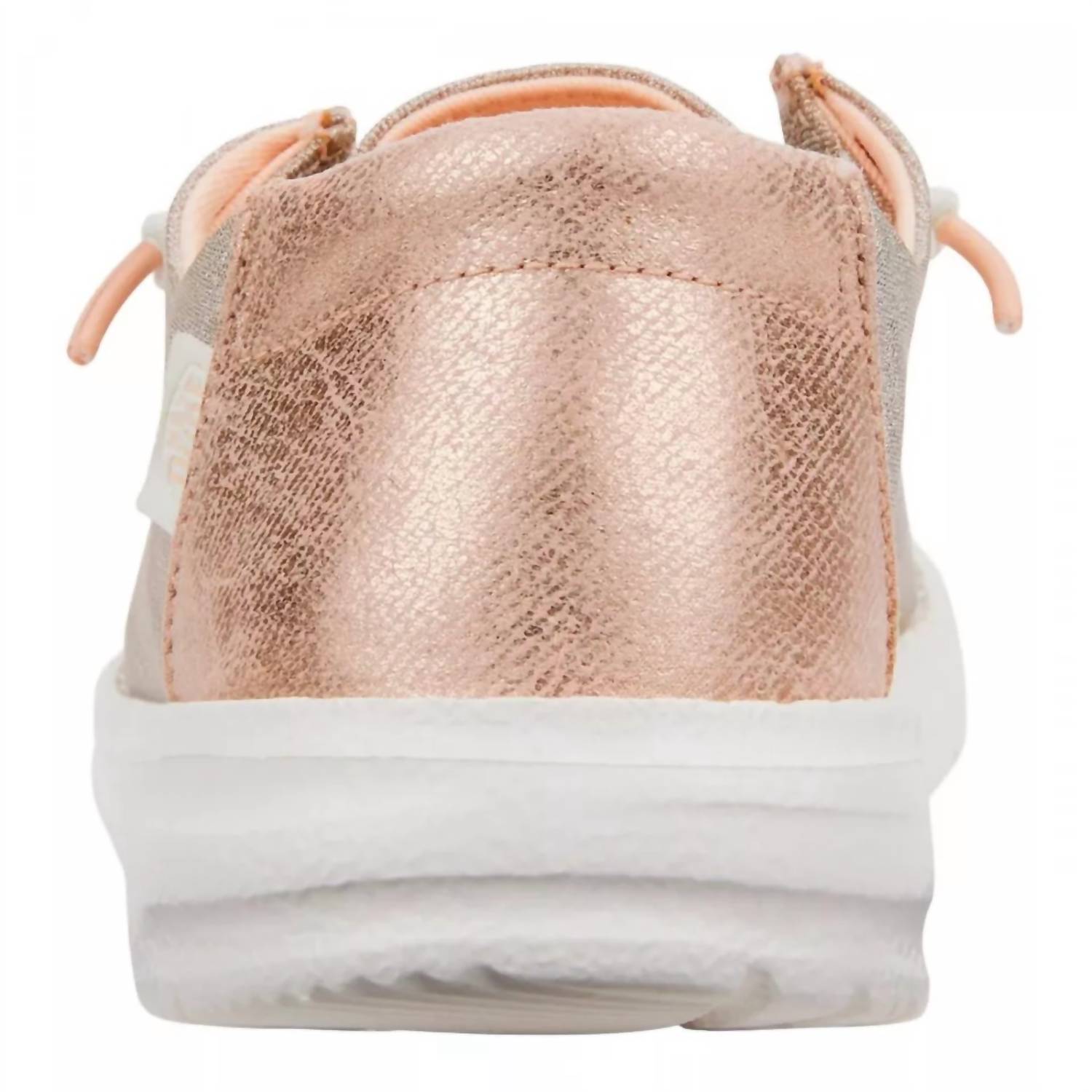 HEY DUDE Women's Wendy Metallic Sparkle Shoes in rose gold - women's sneaker - alternate view