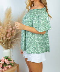 White Birch - Short Sleeve Floral Print Top