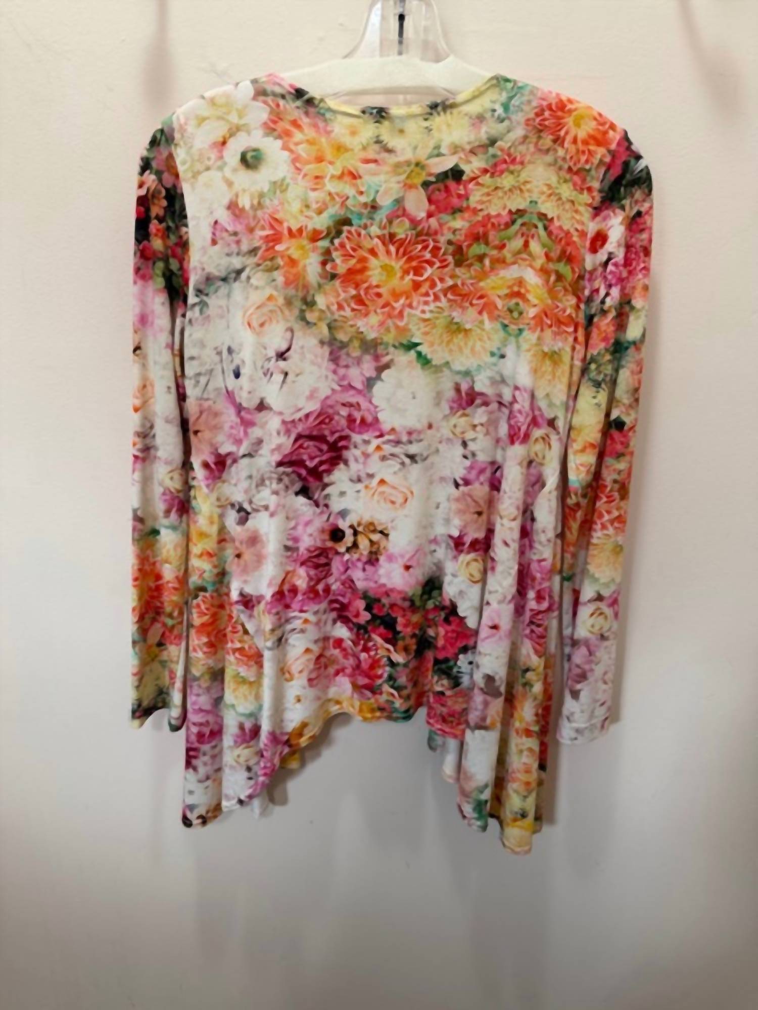 Cheryl Nash - Women's Floral Open Front Knit Cardigan