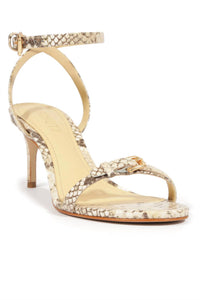 SCHUTZ Women's Aurora Mid Stiletto Sandal in beige latte - women's sandal - detail view