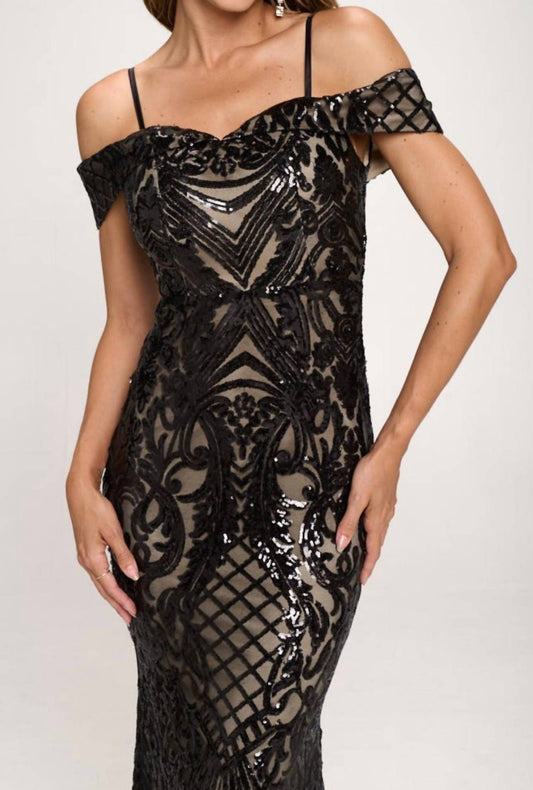 Ricarica - Roxanne Off Shoulder Sequin Gown