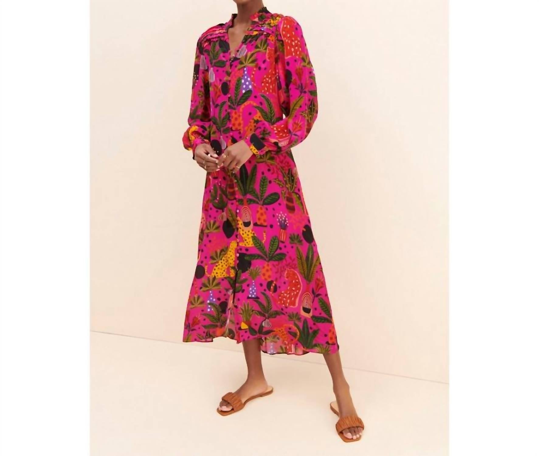 Farm Rio - Pop Leopards Chemise Midi Dress