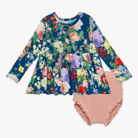 Posh Peanut - Girl's Long Sleeve Basic Peplum Top And Bloomer Set
