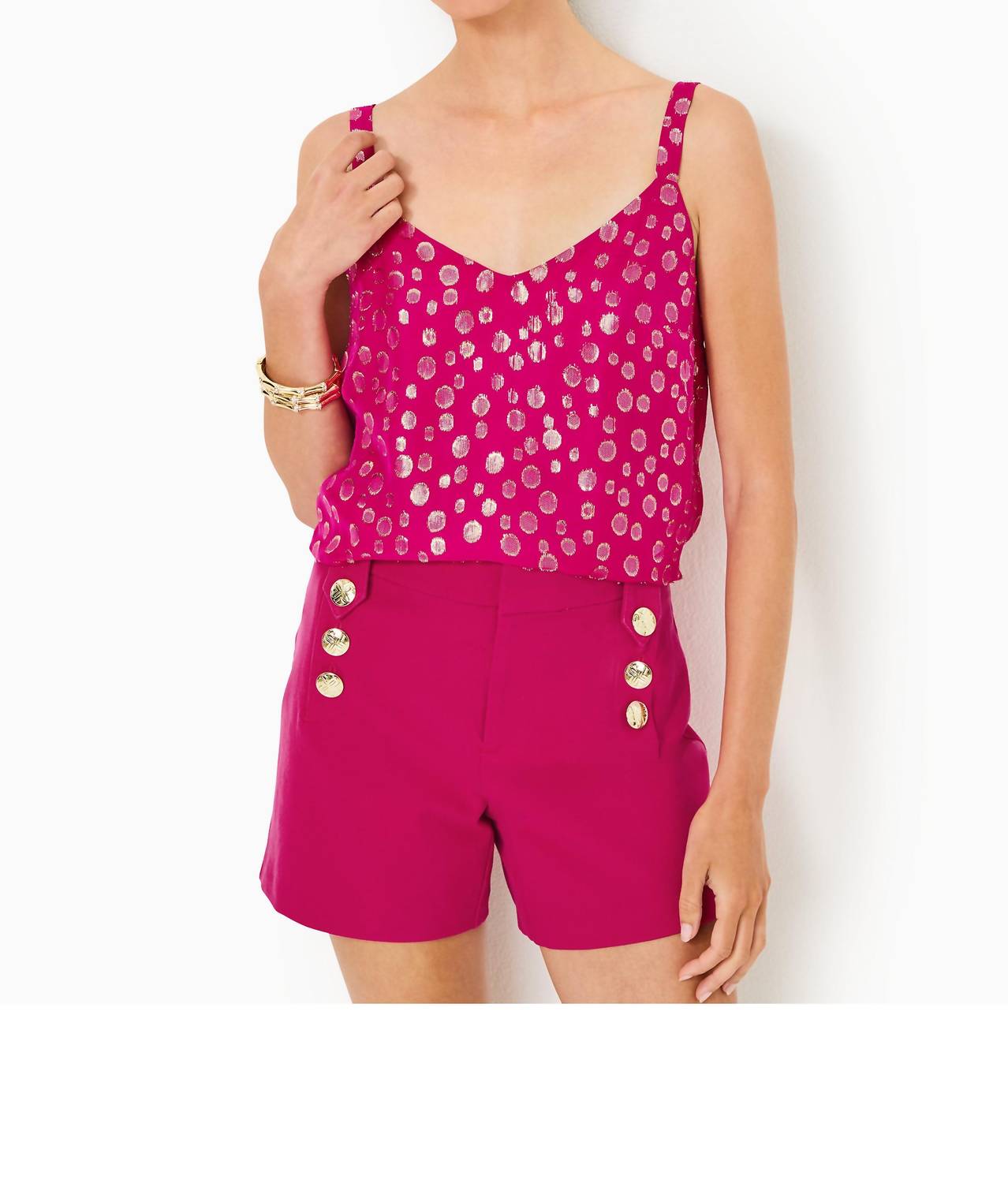 Lilly Pulitzer Nadia Silk Cami Top in mystique pink silk bubbly clip - women's tank top