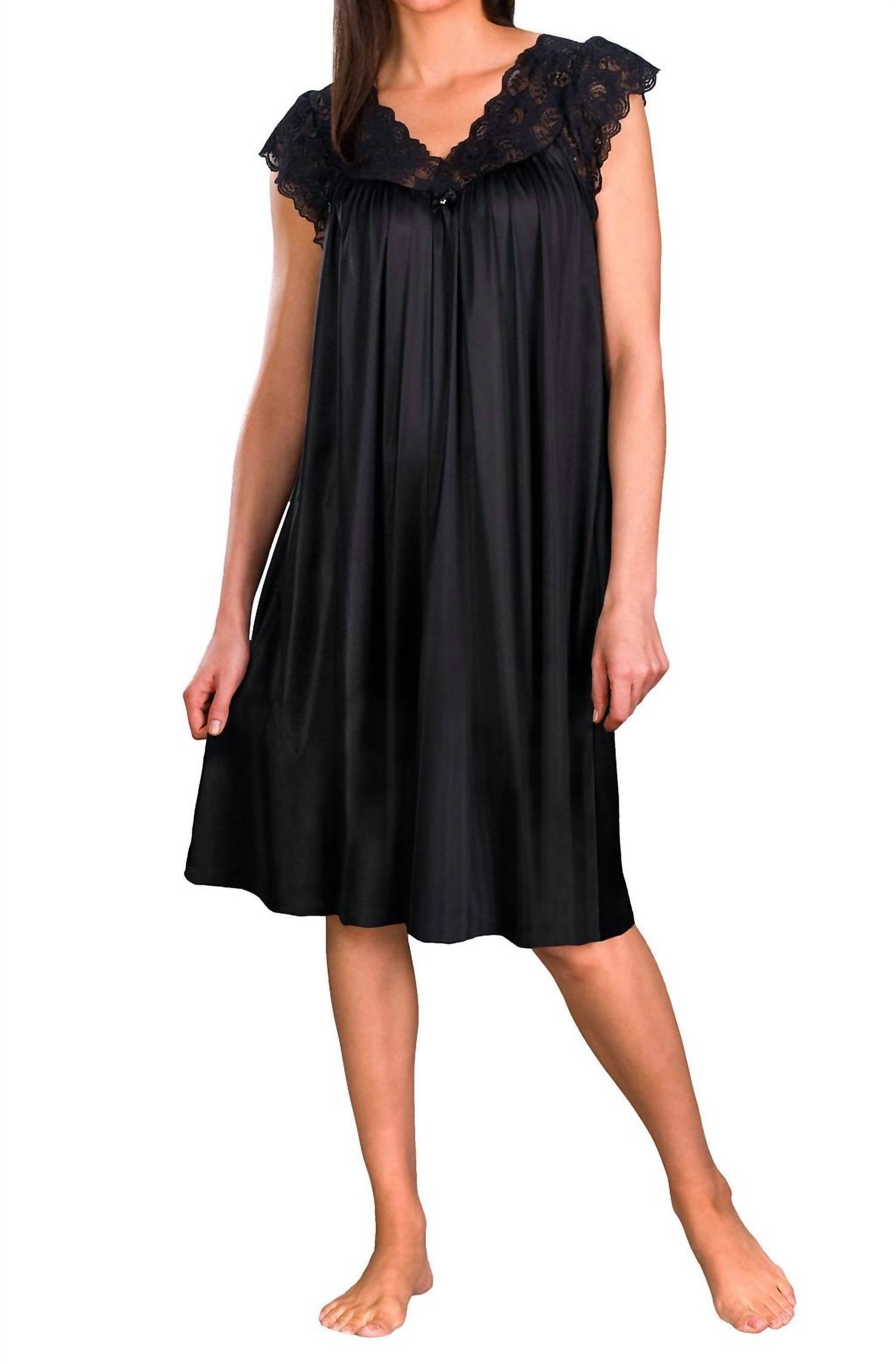 Shadowline Lingerie - Short Lace Cap Sleeve Nightgown