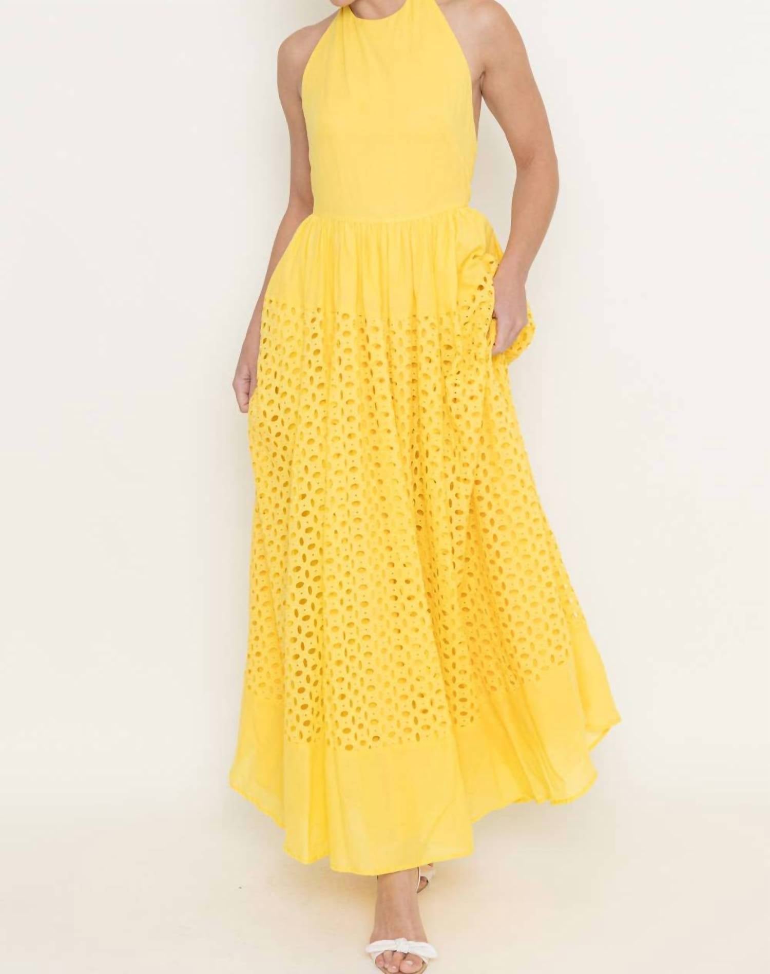 Fore Collection - Ray of Sunshine Eyelet Maxi Dress