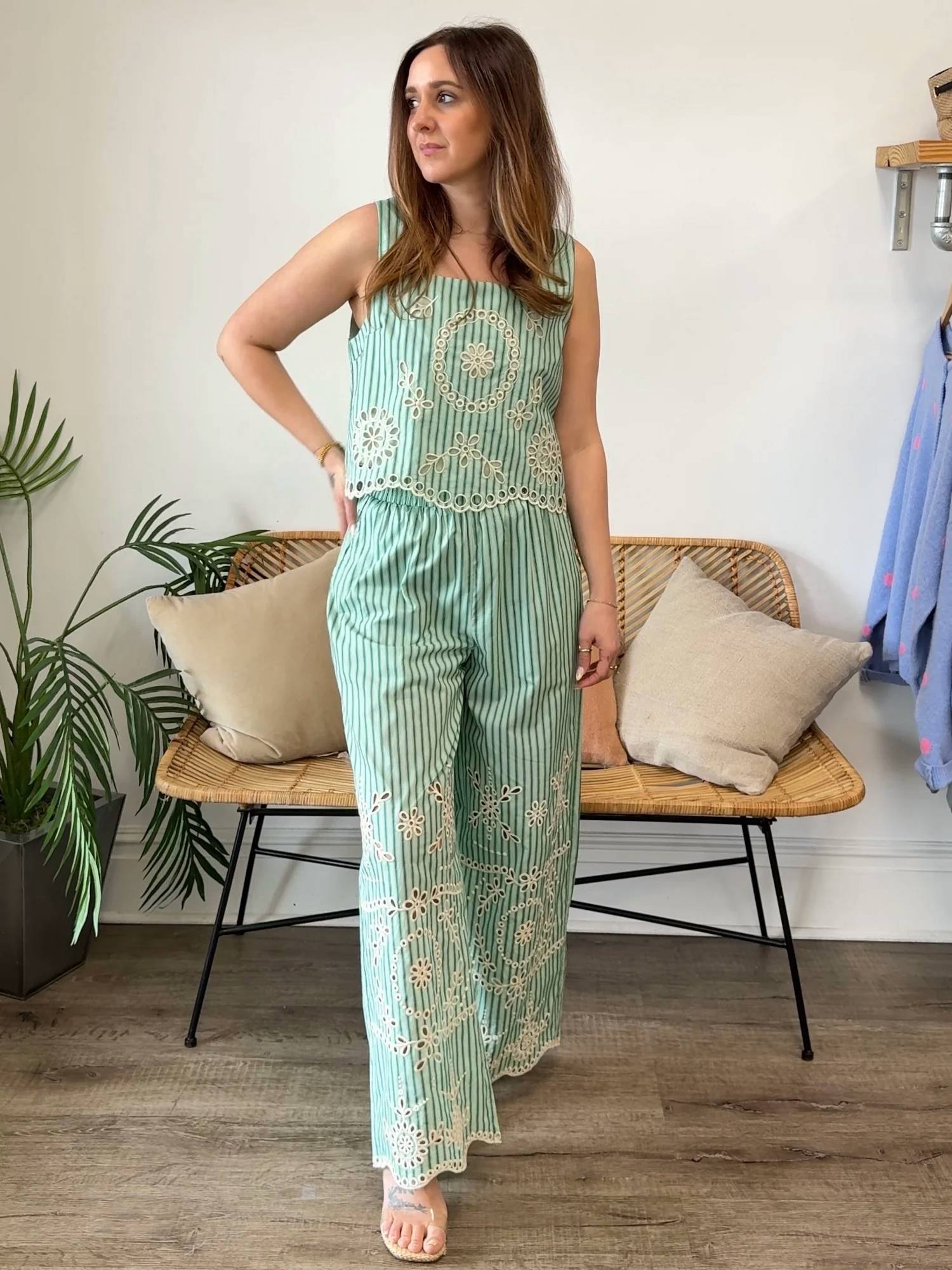 Entro - Olivia Wide Leg Striped Pants