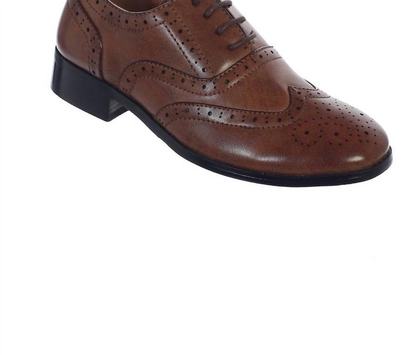Tip Top Kids - Boy's Leather Wingtip Shoes