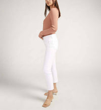 Silver Jeans Co Isbister Ankle Straight Jeans in white - women's jeans - detail view
