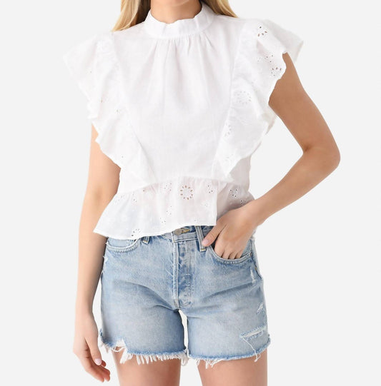 Frame - Eyelet Peplum Top