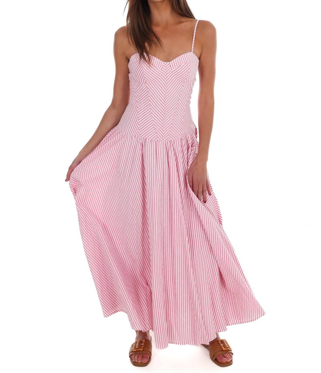 TCEC Oceanview Striped Maxi Dress in pink - women's dress - view 8