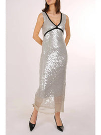Beulah TALYN SEQUIN DRESS in silver - women's dress - detail view