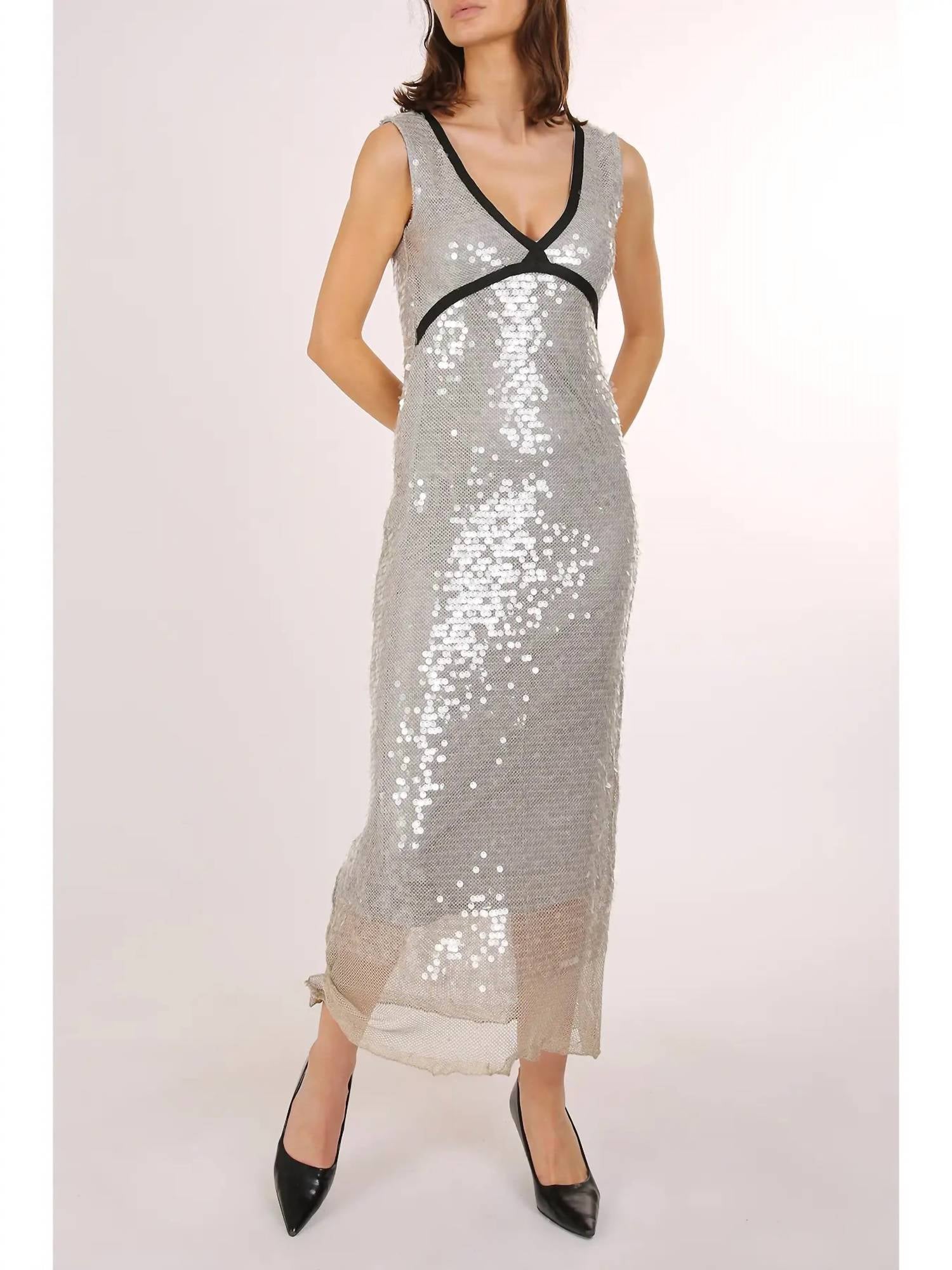 Beulah TALYN SEQUIN DRESS in silver - women's dress - detail view