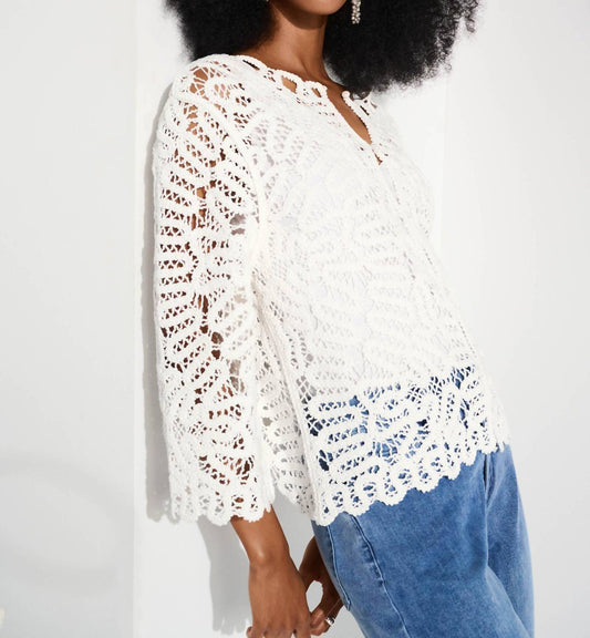 Joseph Ribkoff - Crochet Lace Open-front Cardigan