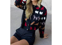 THML Long Sleeve Dog Detail Cardigan in black - women's cardigan - alternate view