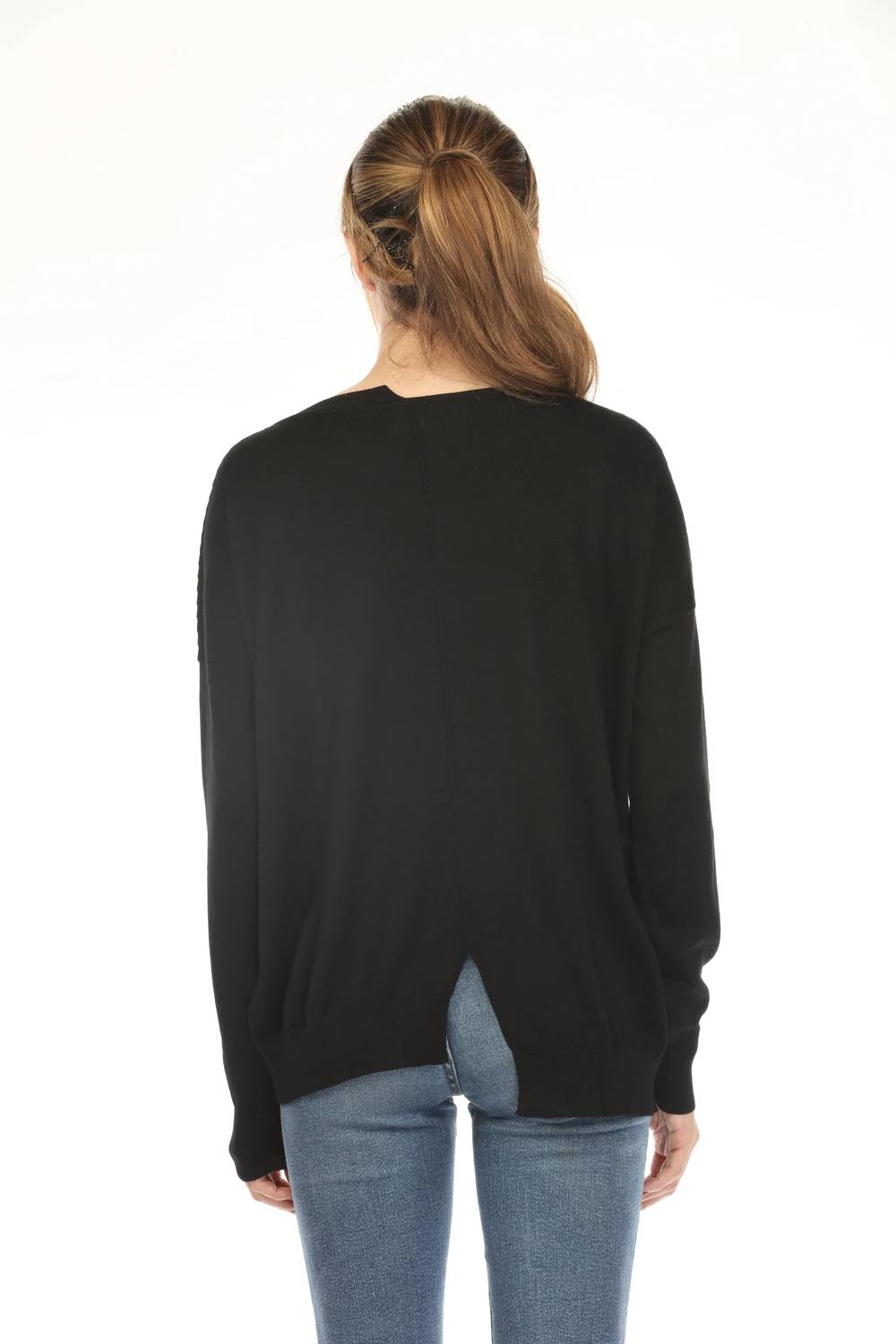 Planet By Lauren G. - Cut-out Boat Neck Sweater Top