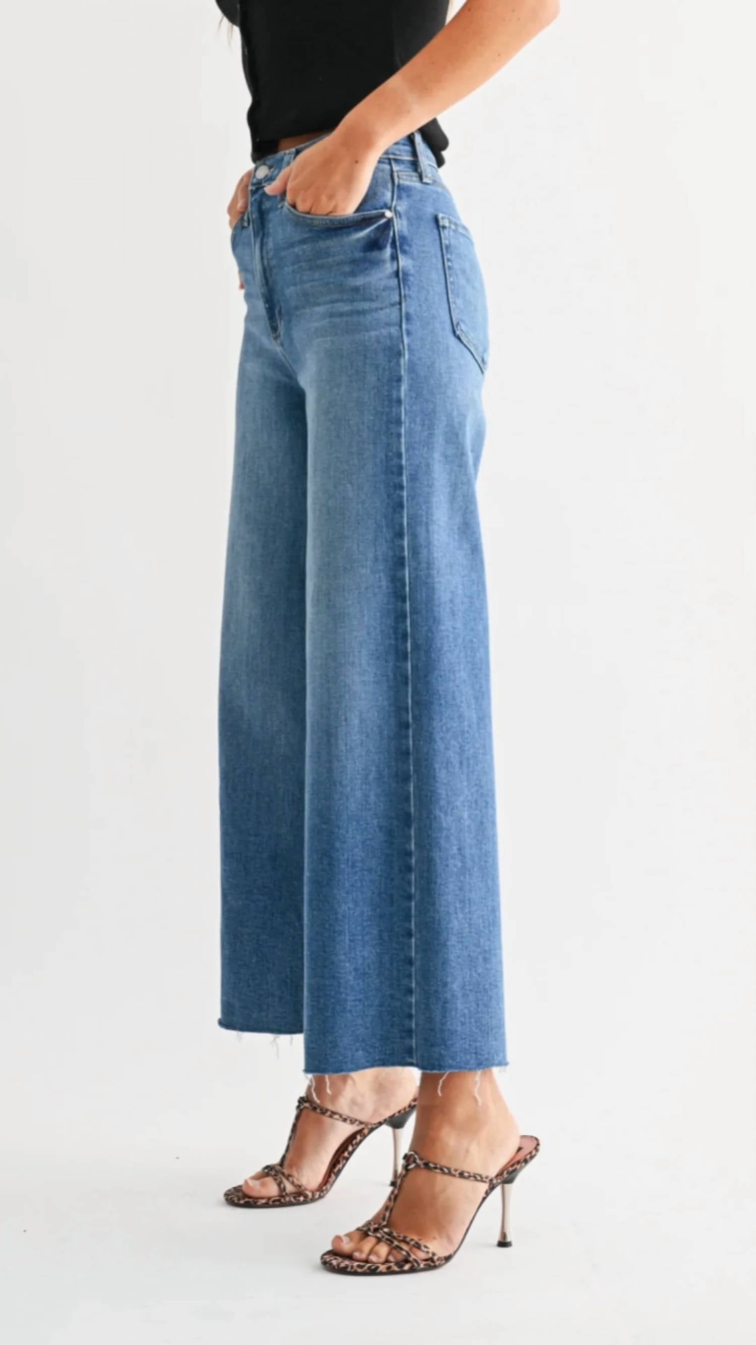 Just Black Denim - High Rise Scissor Cut Wide Leg Jeans