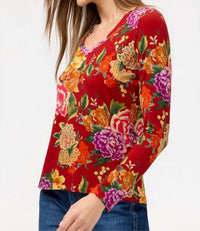 Johnny Was - JANIE FAVORITE LONG SLEEVE V‑NECK FITTED TEE
