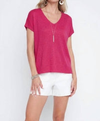 Renuar Harbor Breeze Knit Top in terracotta - women's t-shirt