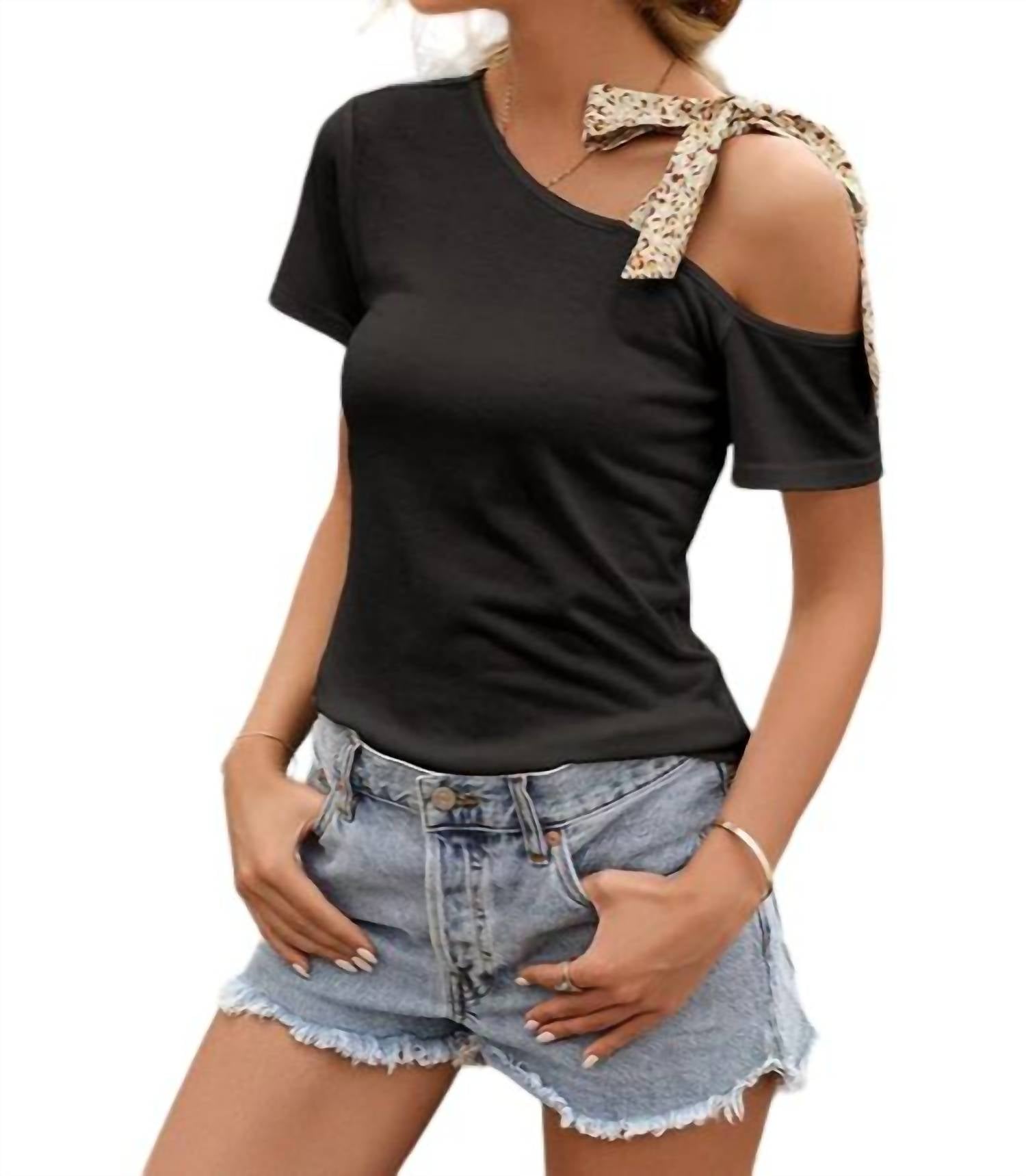 Lily Clothing - Off The Shoulder Leopard Strap Top