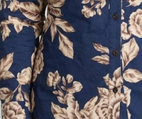 OLIVACEOUS Larson Button Down Blouse in navy tan - women's blouse - detail view