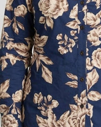 OLIVACEOUS Larson Button Down Blouse in navy tan - women's blouse - alternate view