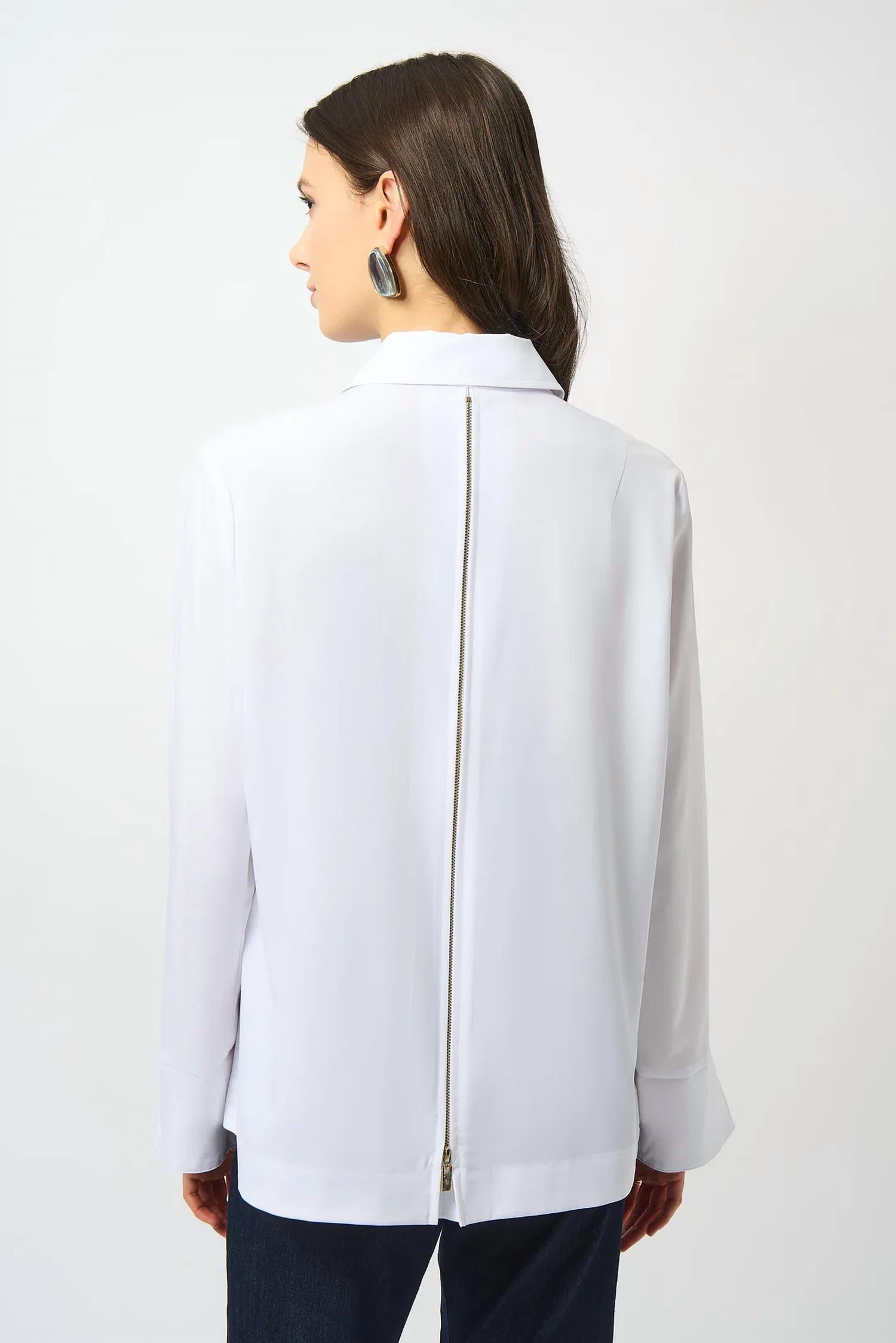 Joseph Ribkoff - Poplin Button-front Back Slit 3/4 Sleeves Top