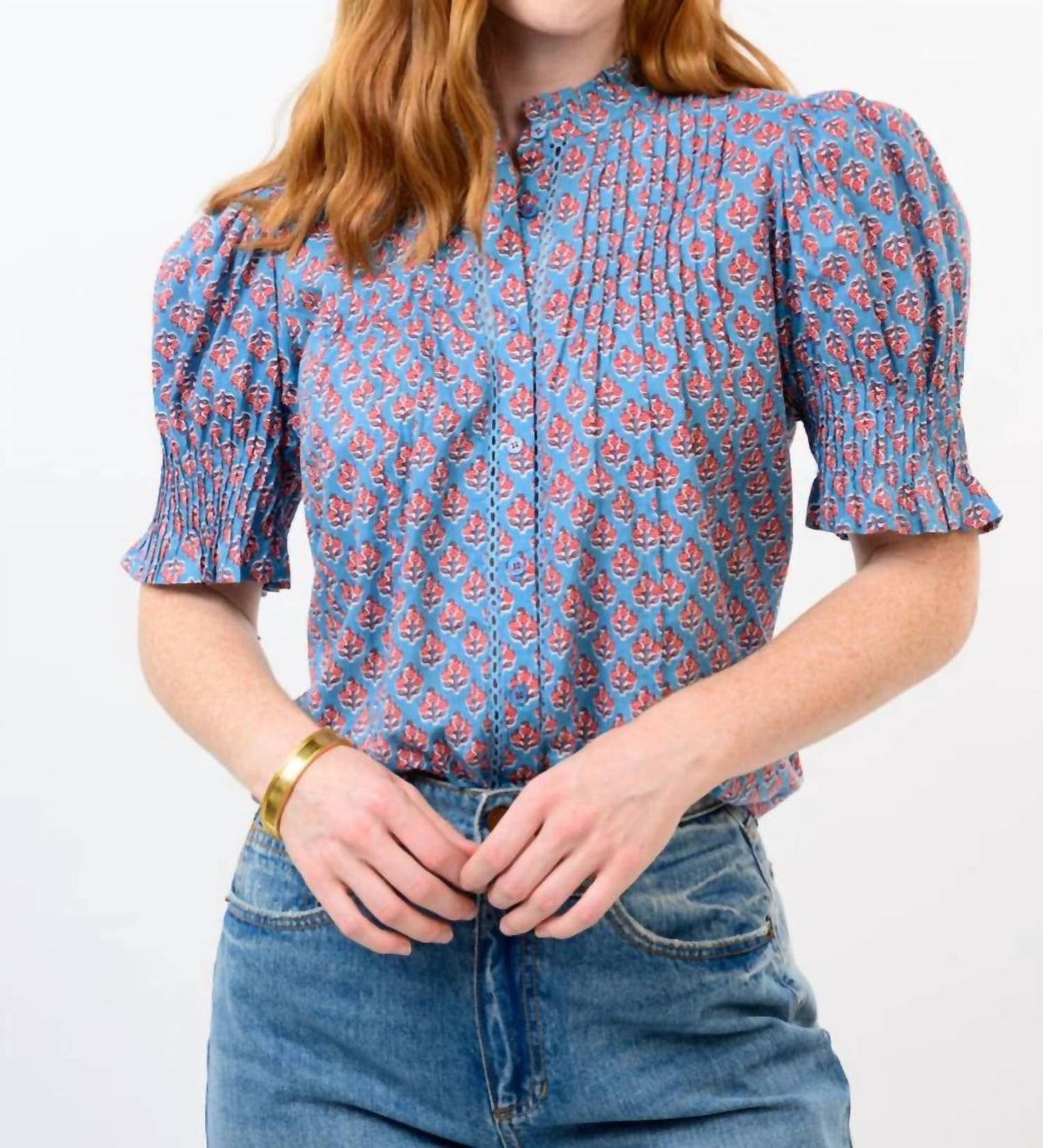 Ivy Jane - Block Floral Tuck Blouse