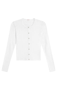 Goldie Lewinter Long Sleeve Pointelle Crop Cardigan in white - women's cardigan - view 4