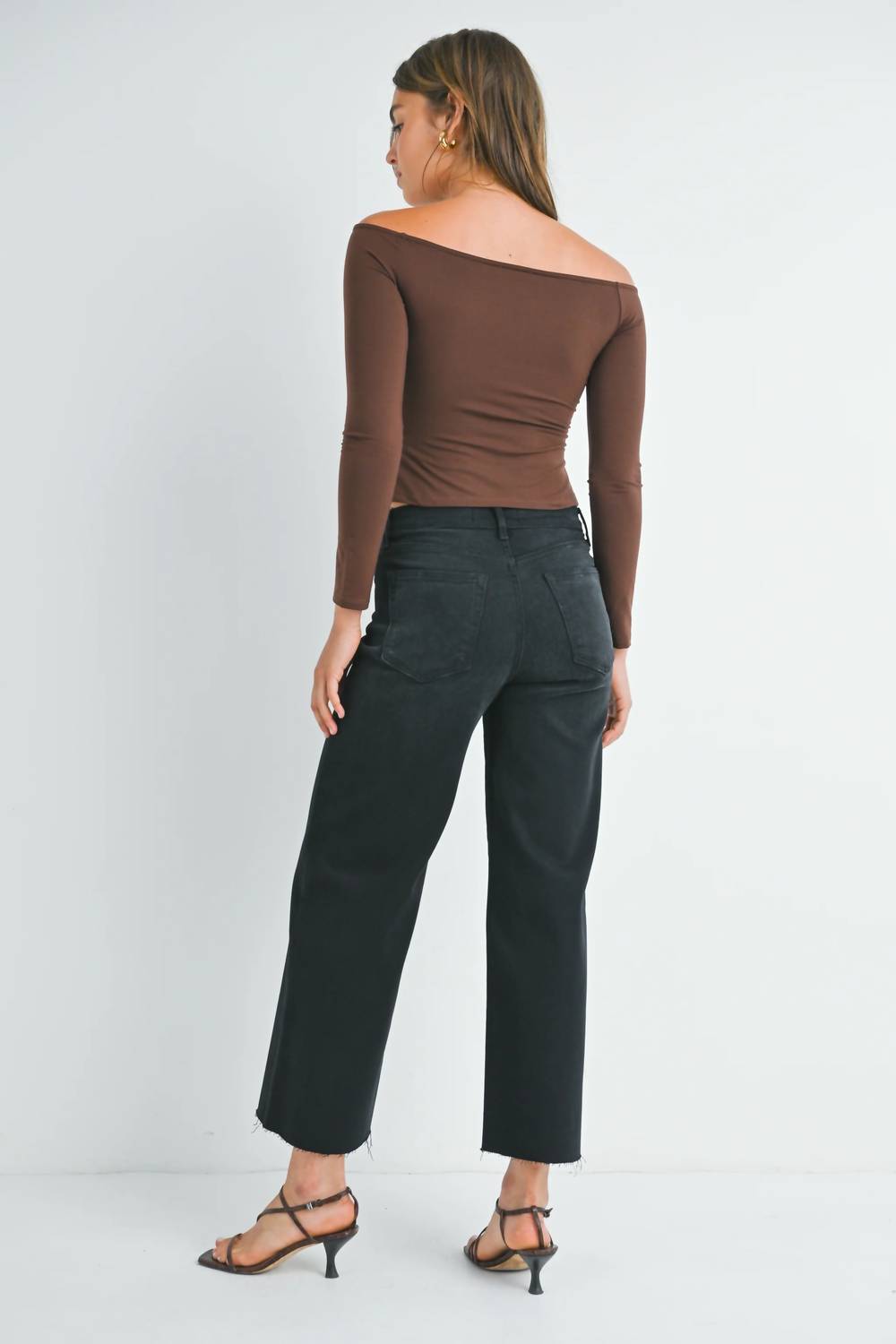 Just Black Denim - Scissor Cut Cuffed Wide Leg Jeans